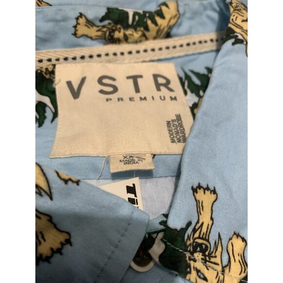 VSTR PREMIUM Mens Blue Bob Cat Print Size XXL Cotton Button Down Shirt Novelty - Picture 5 of 7